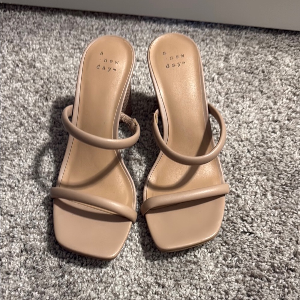 A new day Nude Tan Strappy Block Heel Sandals